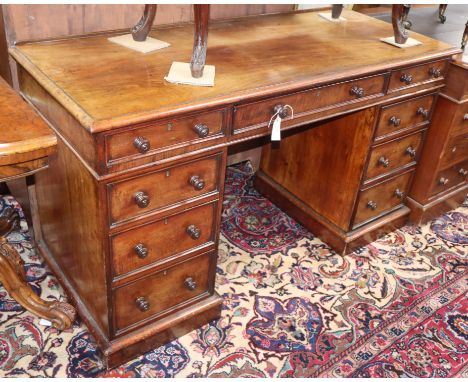 A Victorian mahogany pedestal desk W.136cm
