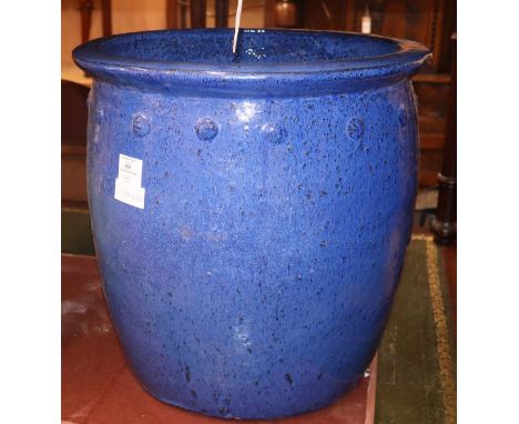 A blue glazed garden planter Diam. 48cm