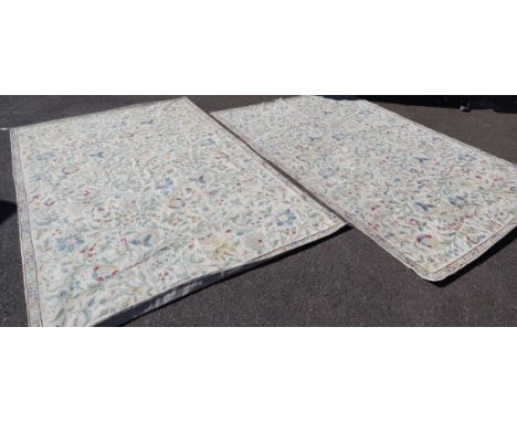 A pair of Kashmir chain-stitch rugs or wall hangings 270 x 180cm