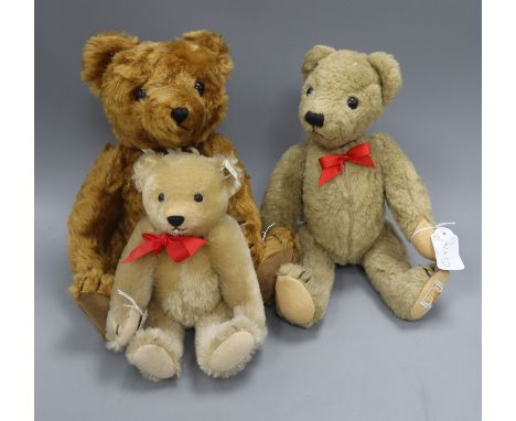 One Steiff Teddy bear, one Herman and one other Tallest being 34cm