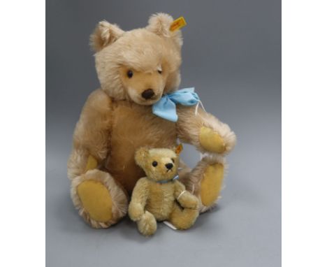 Two Steiff yellow bears Tallest 38cm high