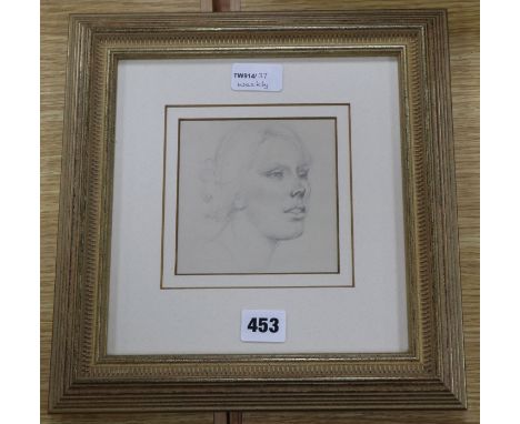Winifred Knights (1899-1947), Portrait study circa 1920, label verso, pencil, 11.5cm square