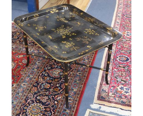 A Regency papier mache tray table, attributed to Clay w.77cm