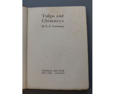 Cummings, Edward Estlin - Tulips and Chimney, 1st edition, 8vo, half cloth, Thomas Seltzer, New York 1923, The Authors first 