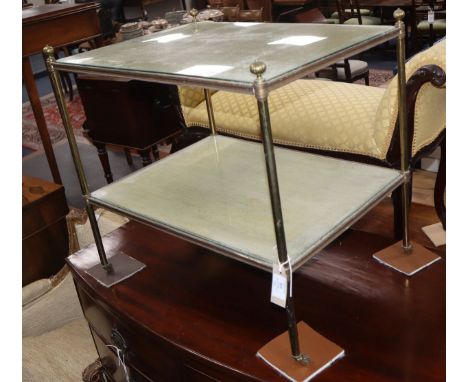 A tubular brass two tier occasional table W.63cm