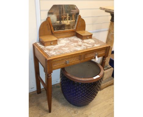 A French Art Deco style marble top dressing table W.83cm