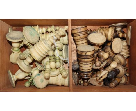 A stained and white bone chess set