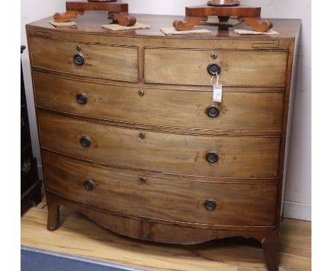 A Georgian bow-fronted chest of drawers W.114cm