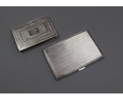 A Victorian silver card purse, Birmingham, 1868 and a George V silver cigarette case, largest 12.8cm.&nbsp;PLEASE NOTE 5% IMP