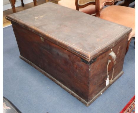 A 19th century rectangular camphorwood trunk W.100cm