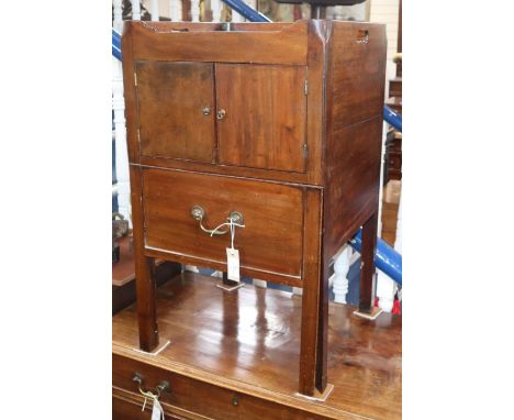 A George III mahogany tray top commode W.48cm