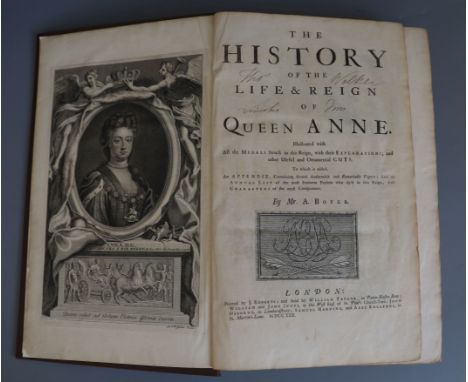 Boyer, Abel (1667-1729) - The History of the Life &amp; Reign of Queen Anne, folio, modern cloth, with 1 portrait only (of 2)