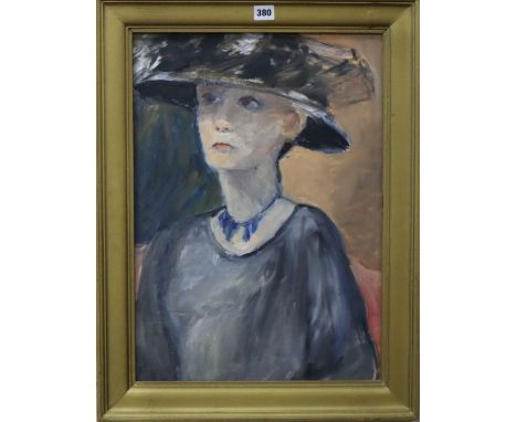English School, oil on board, Portrait of a lady, 54 x 39cm