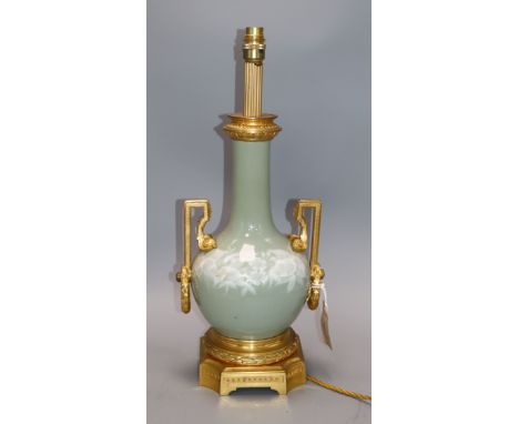 A Minton style porcelain table lamp