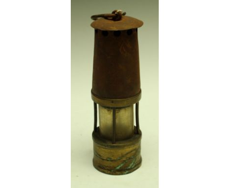 A brass based miner's lamp, Protector Lamp and Lighting Co, Eccles 