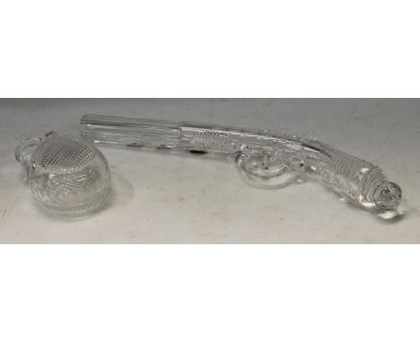 A Tutbury Georgian Glass pistol and shot flask (2) 