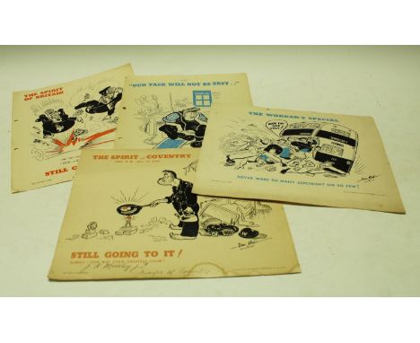 Ephemera - World War Two, the Home Front - Van Art of Coventry, [psued. of Arthur Keene Senior], a set of four cartoons from 