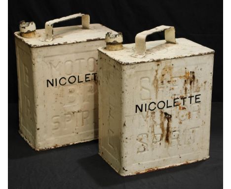A Shell Motor oil cannister; another BP, named Nicolette from the boat, 34cm, c.1930 