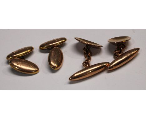 A pair of 9ct rose gold cufflinks; another pair of 9ct gold cufflinks, 8.2g gross 