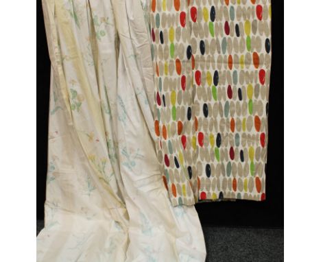 Textiles - a large pair of Laura Ashley vintage curtains, MCMXCV; another pair, abstract design 