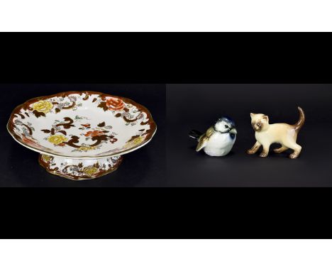 Two Ceramic Figures including  Goebel Sparrow and Slyvac Kitten both approx 3 inches in height and marked to base. Together w