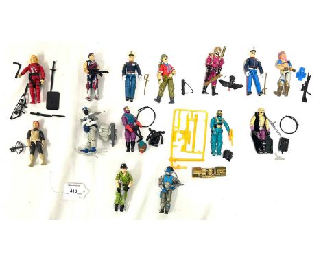 Hasbro vintage GI Joe 3 3/4" figures x 14 including Scarlett, Snow Serpent, Dr Mindbender, Toxo-Viper, Lady Jaye, Lamprays, Z