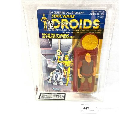 Kenner Canada Star Wars vintage Droids Jord Dusat 3 3/4" figure MOC UKG Y85%, Card 85 Bubble 85 Figure 85, upon un-punched ca