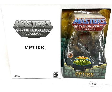 Mattel Masters of the Universe Classics Optikk figure 1st issue, within Mint sealed packaging, includes white outer box.