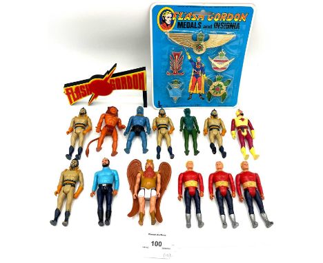 Mattel vintage Flash Gordon 3 3/4" figures x 13 including Ming (all missing gun) x 4, Flash (all missing gun) x 3, Dr Zarkov 