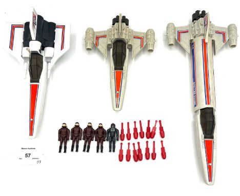Mattel vintage Battlestar Galactica vehicles x 5 including Cylon Raider, Colonial Viper and Coloonial Scarab, all Good Plus c