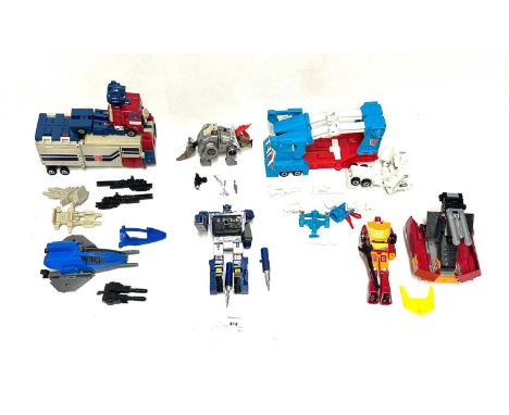 Large quantity of Hasbro vintage G1 Transformers including Optimus Prime, Skids, Slag and many others, generally Good to Good