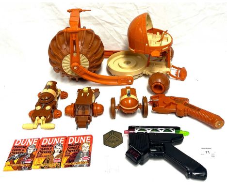 LJN vintage Dune vehicles and weapons x 6, including Spice Scout, Sand Roller, Sand Tracker, Sand Crawler (crack to wind shie