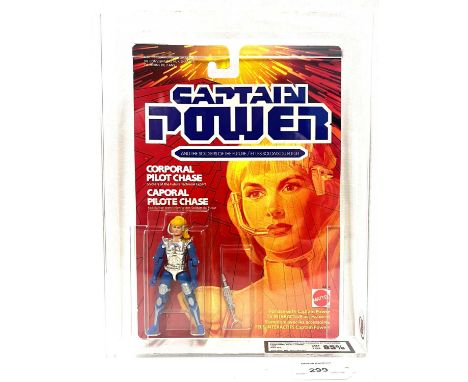 Mattel Captain Power vintage Corporal Pilot Chase 3 3/4" figure MOC, UKG 85%, Card 85 Bubble 90 Figure 90