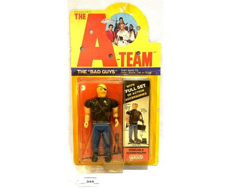 Galoob vintage The A-Team Python 6" figure MOC, Mint, within Fair (cracked and yellowed) bubble, upon Good (faded and creasin