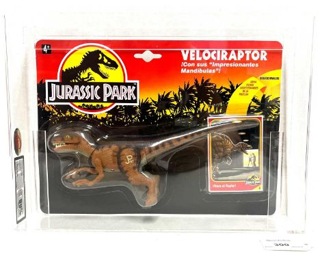 Kenner Jurassic Park vintage 1993 Velociraptor figure MOC, UKG 90% GOLD, Card 90 Bubble 90 Figure 90