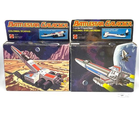 Mattel vintage Battlestar Galactica vehicles x 2 including Colonial Stellar Probe and Colonial Scarab, both Excellent complet