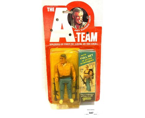 Galoob vintage The A-Team John Hannibal Smith 6" figure MOC, Mint complete, within Fair (small crack, dented and yellowed) LI