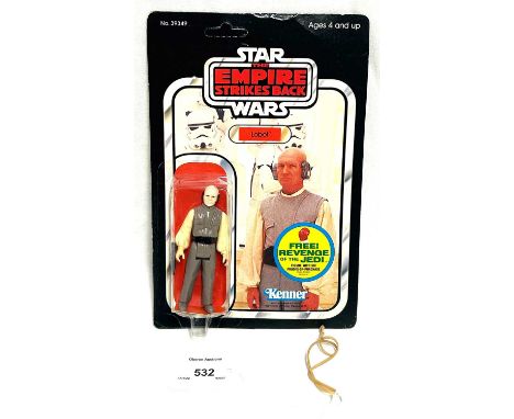Kenner Star Wars vintage The Empire Strikes Back Lobot 3 3/4" figure, Mint, within Good (dented) bubble, upon Good Plus (ligh