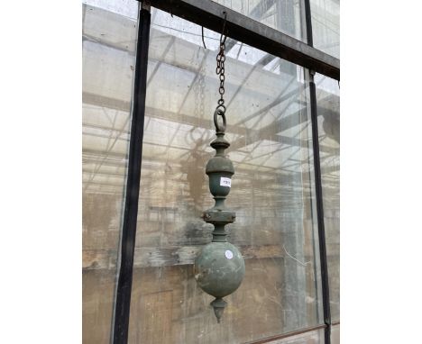 A HEAVY COPPER CEILING LIGHT CENTRE 