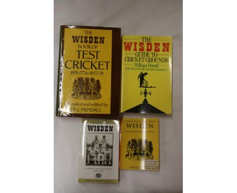 FOUR WISDEN BOOKS, THE WISDEN BOOK OF TEST CRICKET, 1867-77 TO 1977-78, THE WISDEN GUIDE TO CRICKET GROUNDS, ETC 