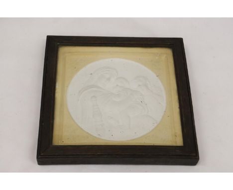 A PLASTER OF PARIS TILE VICTORIAN ROMANTIC SCENE 
