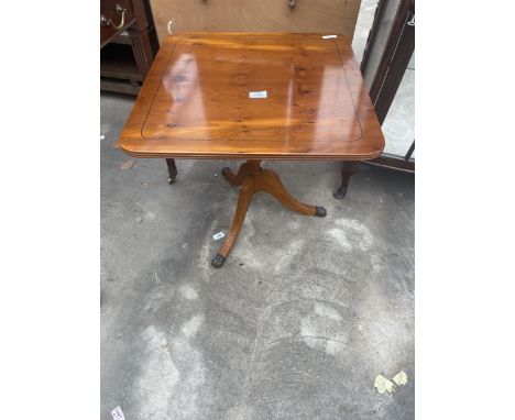 A YEW WOOD TRIPOD TABLE 20.5" SQUARE 