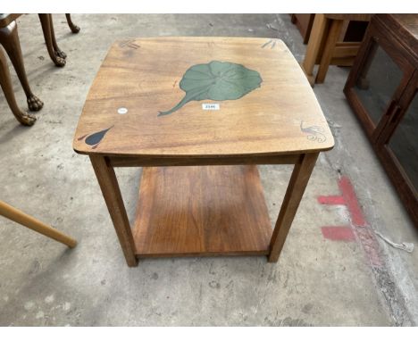 A MID 20TH CENTURY TWO TIER OCCASIONAL TABLE WITH PAINTED TOP 