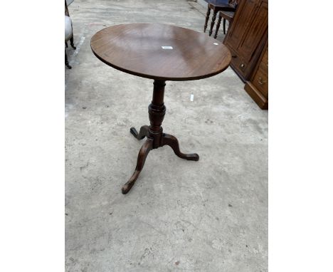 A 19TH CENTURY MAHOGANY TRIPOD TABLE DIAMETER 21" 