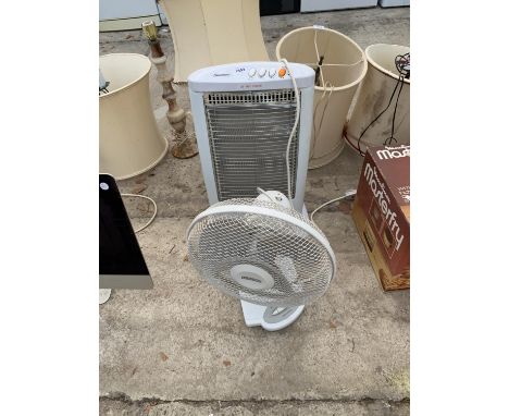 AN ELECTRIC HEATER AND A TABLE FAN 