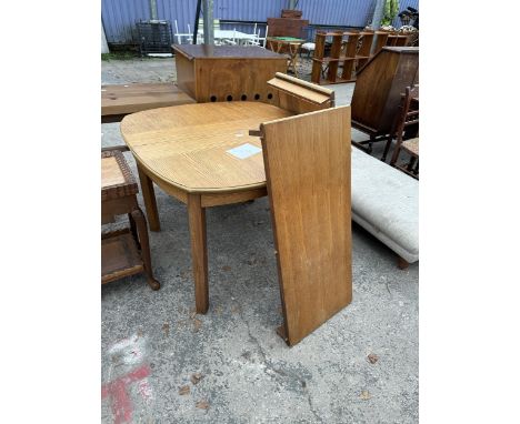 A PINE EFFECT EXTENDING DINING TABLE 40" SQUARE WITH TWO LEAVES 18" EACH 