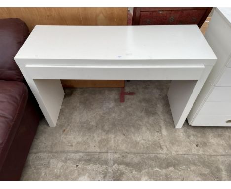 A MODERN WHITE CONSOLE TABLE, 48 INCH WIDE 