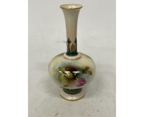 A ROYAL WORCESTER ROSE DESIGN VASE 