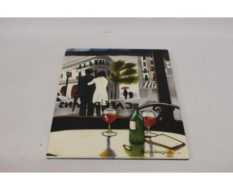 A LARGE TILE "PEOPLE WATCHING" CAFE SCENE 
