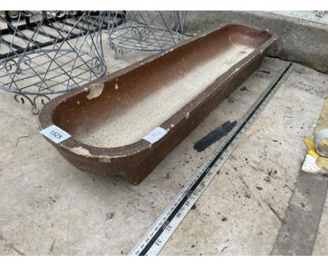 A SMALL LOW SALT GLAZED TROUGH PLANTER 